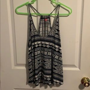Navy and white patterned tank top